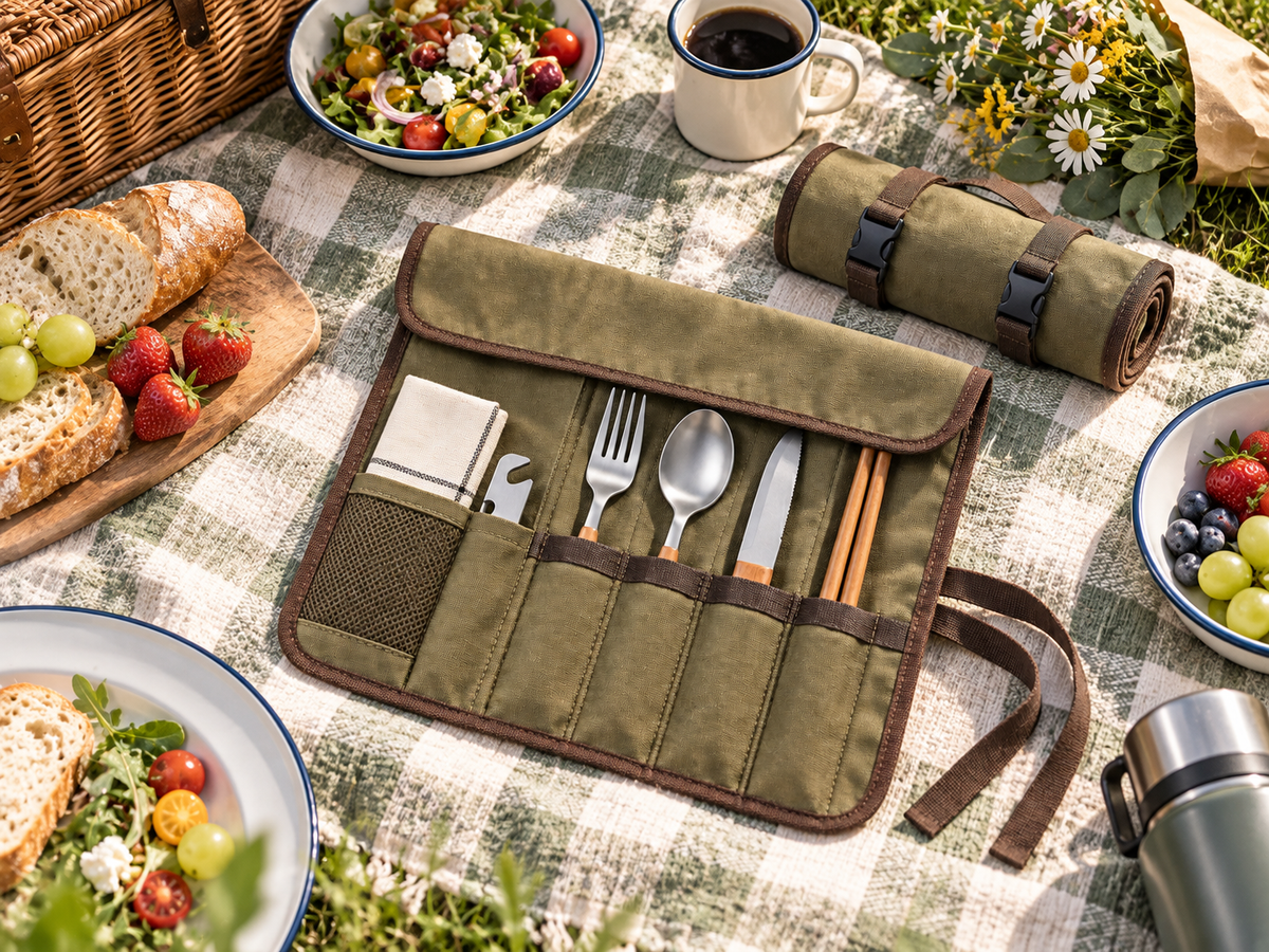 Outdoor Cutlery Roll Organizer