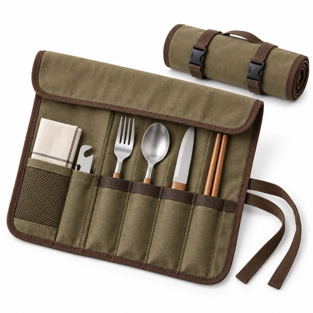 Outdoor Cutlery Roll Organizer