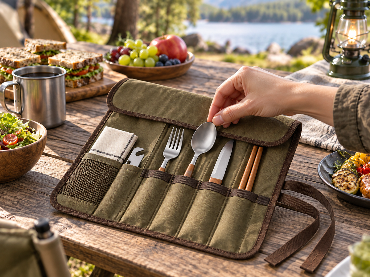 Outdoor Cutlery Roll Organizer