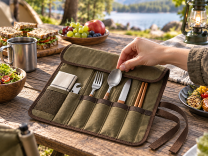 Outdoor Cutlery Roll Organizer