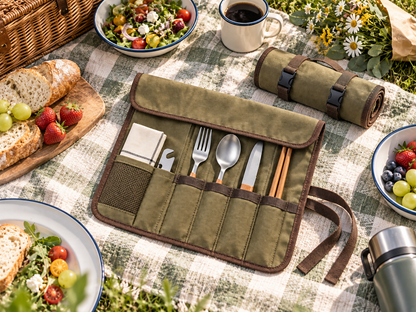 Outdoor Cutlery Roll Organizer
