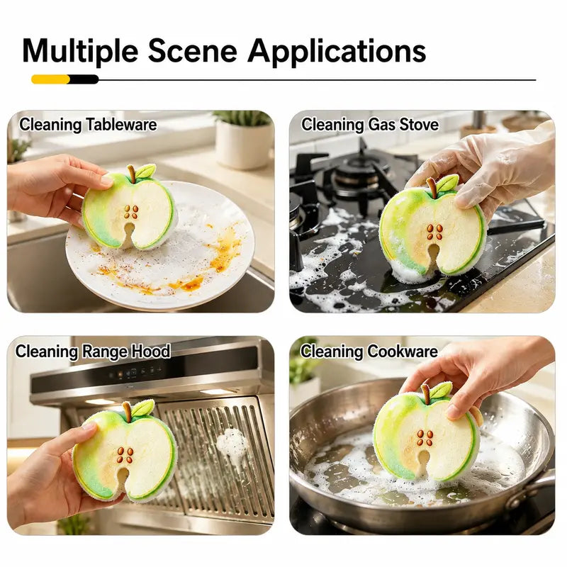 🍋 Cute Fruit Scrub Sponges – Rich Lather, Gentle Cleaning & Quick-Dry Kitchen Essentials ✨