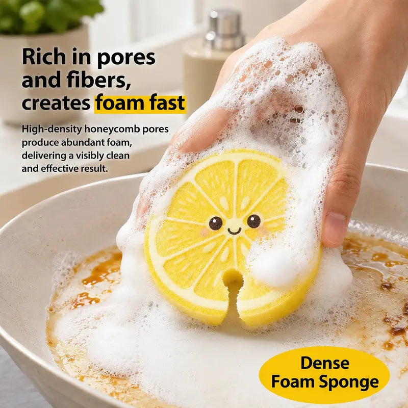 🍋 Cute Fruit Scrub Sponges – Rich Lather, Gentle Cleaning & Quick-Dry Kitchen Essentials ✨