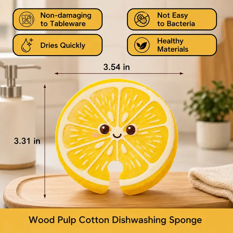 🍋 Cute Fruit Scrub Sponges – Rich Lather, Gentle Cleaning & Quick-Dry Kitchen Essentials ✨